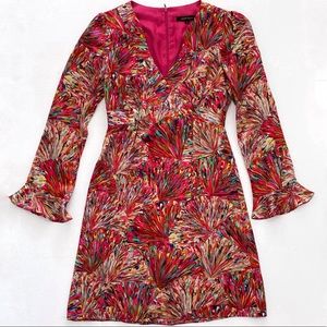 Nanette Lepore Silk V-Neck Cedarwood Dress in Beaujolais Multicolor Size 2
